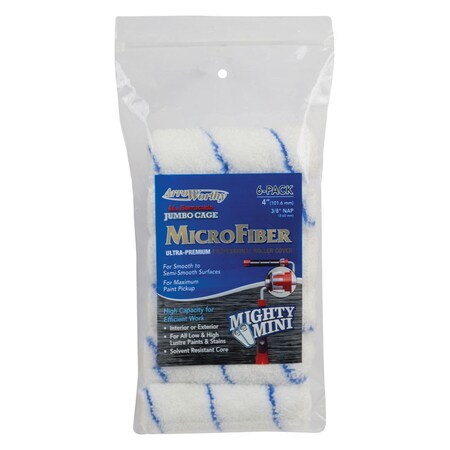 Arroworthy 4" Mini Paint Roller Cover, 3/8" Nap, European Woven Fabric, 6 PK 4-MFR3JCCK